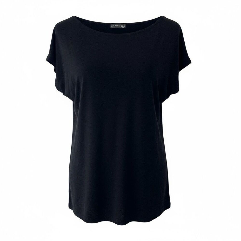 Sarin Mathews Womens Medium M Black Off Drop Shoulder Top Date Night